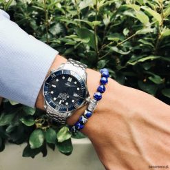 Bransoletka męska NAVY MASTER. Niebieskie bransoletki męskie Pakamera, z kryształem, złote. Za 190,00 zł.