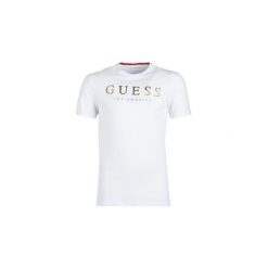 T-shirty z krótkim rękawem Guess SHOWY. Białe t-shirty męskie Guess, xs, z aplikacjami, bez kołnierzyka, krótkie. Za 159,00 zł.
