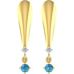 Złote kolczyki-wkrętki z diamentami i syntetycznymi topazami. Żółte kolczyki damskie Art of Diamond & Co., z topazem, złote. W wyprzedaży za 606,95 zł.