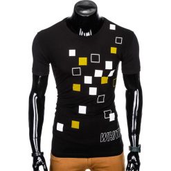 T-shirty męskie: T-SHIRT MĘSKI Z NADRUKIEM S1000 - CZARNY