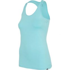 Top damski TSD001 - jasny niebieski. Niebieskie topy damskie marki 4f, bez wzorów, bez kołnierzyka. Za 29,99 zł.