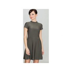 Sukienka K433 Oliwka. Zielone sukienki damskie KATRUS, xl, bez wzorów, bez kołnierzyka, z krótkim rękawem, krótkie, mini. Za 109,00 zł.
