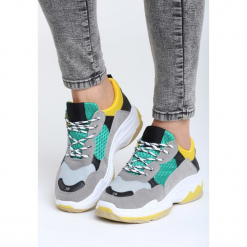 Szaro-Miętowe Buty Sportowe Skydancer. Szare buty sportowe damskie marki Born2be, z materiału. Za 79,99 zł.