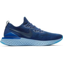 Buty Nike Epic React Flyknit 2 M Granatowo-Niebieskie. Niebieskie buty sportowe męskie Nike, z materiału, bez zapięcia, do biegania. Za 499,99 zł.