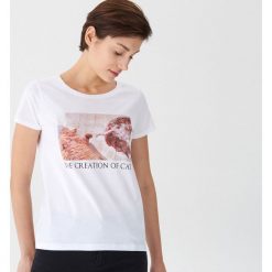 Koszulka z nadrukiem Creation of cat - Biały. Białe koszulki damskie House, xl, z nadrukiem, bez kołnierzyka, bez rękawów. Za 29,99 zł.