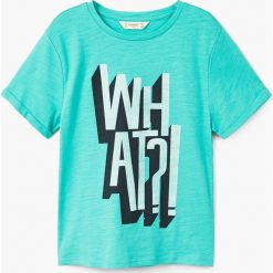 Mango Kids - T-shirt dziecięcy teo 104-164 cm. Niebieskie t-shirty chłopięce marki Mango Kids, z nadrukiem, z bawełny, z okrągłym kołnierzem. W wyprzedaży za 19,90 zł.