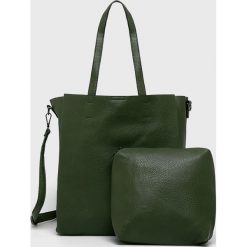 Answear - Torebka. Zielone torebki klasyczne damskie ANSWEAR, w paski, z materiału, casualowe, na ramię, średnie, bez dodatków. W wyprzedaży za 79,90 zł.