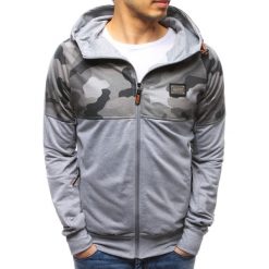 Bluzy męskie: Bluza męska rozpinana z kapturem szara (bx3489)