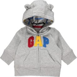 Bluza w kolorze szarym. Szare bluzy niemowlęce Gap Kids, z aplikacjami, z materiału, bez rękawów, bez kaptura. W wyprzedaży za 72,95 zł.