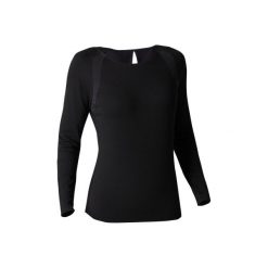 Koszulka długi rękaw Gym & Pilates 900 damska. Czarne t-shirty damskie marki DOMYOS, xs, z elastanu. W wyprzedaży za 74,99 zł.