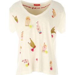 T-shirty damskie: T-shirt z dekoltem V, krótkim rękawem i nadrukiem