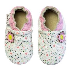 Buty dziecięce: Skórzane buty niemowlęce w kolorze biało-jasnoróżowym