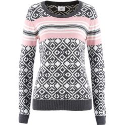 Sweter bonprix antracytowy melanż wzorzysty. Szare swetry klasyczne damskie bonprix. Za 74,99 zł.