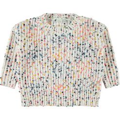 Sweter "Amanda" w kolorze kremowym ze wzorem. Białe swetry niemowlęce name it girls, bez wzorów, ze splotem. W wyprzedaży za 55,95 zł.