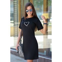 Sukienka VIVIRA BLACK. Czarne sukienki damskie IVET, na co dzień, bez wzorów, bez kołnierzyka, z krótkim rękawem, krótkie, mini. W wyprzedaży za 19,00 zł.