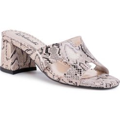 Klapki R.POLAŃSKI - 1097 Beżowy Snake. Brązowe klapki damskie R.Polański, bez wzorów, ze skóry, bez obcasa, na obcasie. Za 269,00 zł.