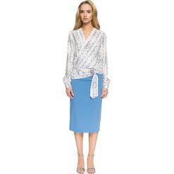 ANNETTE Koszula z zakładką i wiązaniem - model 1. Szare koszule wiązane damskie marki Stylove, z nadrukiem, ze skóry, eleganckie. Za 139,99 zł.