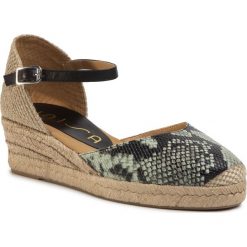 Espadryle UNISA - Cisca 20 Vip Mint/Blk. Brązowe espadryle damskie Unisa, bez wzorów, ze skóry, bez obcasa, na obcasie. Za 389,00 zł.