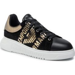 Sneakersy EMPORIO ARMANI - X4X264 XM042 R332 Black/Black/Lam.Gold. Czarne sneakersy męskie Emporio Armani, bez zapięcia. Za 1249,00 zł.