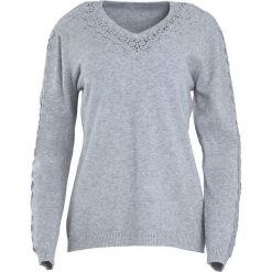 Jasnoszary Sweter I'm Not Giving Up. Szare swetry klasyczne damskie Born2be, l, z koronki, z dekoltem w serek. Za 79,99 zł.