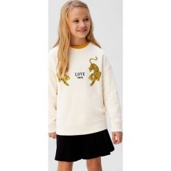 Mango Kids - Bluza dziecięca Tokyo 110-164 cm. Białe bluzy dziewczęce z nadrukiem, z bawełny. Za 69,90 zł.