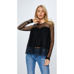 Guess Jeans - Bluzka Jessie. Szare bluzki z odkrytymi ramionami Guess Jeans, l, z aplikacjami, z elastanu, casualowe, z okrągłym kołnierzem. Za 259,90 zł.