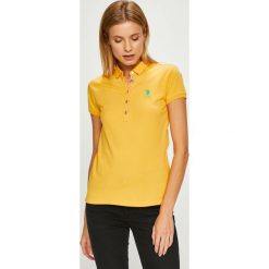 U.S. Polo - Top. Żółte bluzki damskie marki U.S. Polo, m, z bawełny, casualowe, polo, z krótkim rękawem. W wyprzedaży za 139,90 zł.