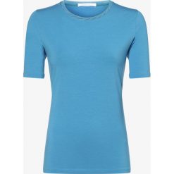 BOSS - T-shirt damski – Emerly, niebieski. Niebieskie t-shirty damskie Boss, xl, z aplikacjami, z dzianiny, z okrągłym kołnierzem. Za 299,95 zł.