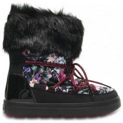 Crocs Śniegowce Lodge Point Graphic Lace Boot W Tropical/Black 41,5. Czarne buty sportowe damskie Crocs, na co dzień, z gumy, sportowe, bez zapięcia. W wyprzedaży za 299,00 zł.