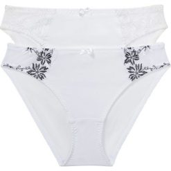 Figi (2 pary) bonprix biały + biało-czarny. Białe figi bonprix, z haftami. Za 55,98 zł.