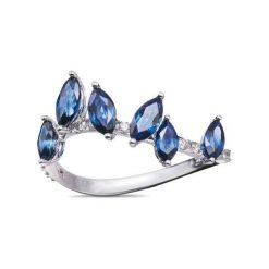 PROMOCJA Białe Złoto Pierścionek - złoto białe 750, Brylant 0,17ct,pomarańczowy szafir. Żółte pierścionki damskie W.KRUK, z szafirem, złote. W wyprzedaży za 5645,00 zł.