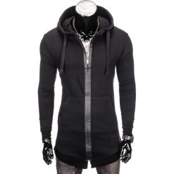 Bluzy męskie: BLUZA MĘSKA ROZPINANA Z KAPTUREM B763 – CZARNA