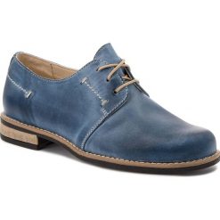 Oxfordy WASAK - 0393 Jeans. Niebieskie półbuty damskie marki Wasak, bez obcasa, na płaskiej podeszwie, bez zapięcia. Za 169,00 zł.