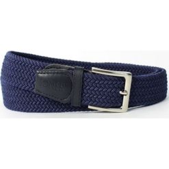 Elegancki pleciony pasek męski SOLIER SB08 granatowy - granatowy. Niebieskie paski męskie Solier, w paski, z jeansu, eleganckie. Za 44,99 zł.