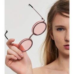 Okulary przeciwsłoneczne damskie: Okrągłe okulary przeciwsłoneczne – Różowy