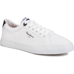 Tenisówki PEPE JEANS - Kenton Basic Man PMS30604 White 800. Białe półbuty męskie Pepe Jeans, na co dzień, bez wzorów, z jeansu, bez zapięcia. W wyprzedaży za 189,00 zł.