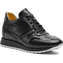 Sneakersy SIMEN - 00790 Czarny. Czarne półbuty damskie Simen, na co dzień, bez wzorów, ze skóry, bez obcasa, na koturnie, bez zapięcia. Za 299,00 zł.
