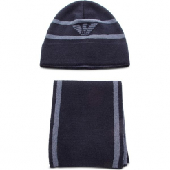 Zestaw Szalik i Czapka EMPORIO ARMANI - 407504 8A723 11236 Dark Blue/Avio Blue. Niebieskie bez kategorii marki Emporio Armani, z wełny. Za 549,00 zł.