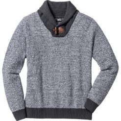 Swetry klasyczne męskie: Sweter z szalowym kołnierzem Regular Fit bonprix szary