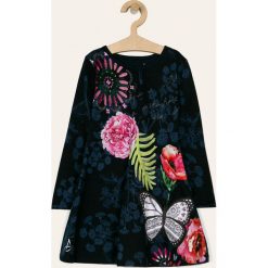 Desigual - Sukienka dziecięca 104-164 cm. Niebieskie sukienki dziewczęce Desigual, bez wzorów, z bawełny, casualowe, z długim rękawem, długie, maxi, rozkloszowane. Za 199,90 zł.