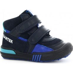 Bartek - Buty dziecięce. Niebieskie trampki chłopięce Bartek, bez wzorów, ze skóry, sportowe, z okrągłym noskiem, bez zapięcia. Za 199,90 zł.