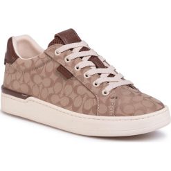 Sneakersy COACH - Lowline Sig Low Top G5037 10011275 Stone. Brązowe półbuty damskie Coach, bez wzorów, ze skóry, bez kołnierzyka. Za 569,00 zł.