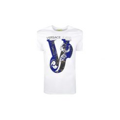 T-shirty z krótkim rękawem Versace Jeans B3GSB75C / Print 43 T-Shirt. Białe t-shirty męskie Versace Jeans, xxl, bez wzorów, z jeansu, bez kołnierzyka, krótkie. Za 299,00 zł.