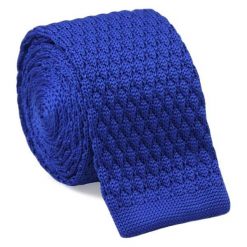 Jednokolorowy, Dziergany Krawat Męski, Knit - 5,5 cm - Alties, Chabrowy KRALTS0063. Niebieskie krawaty męskie Alties, w paski, z jeansu, sportowe. Za 44,00 zł.