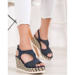 Zamszowe espadryle na koturnie. Espadryle damskie ACLYS, bez wzorów, z zamszu, bez obcasa, na koturnie. W wyprzedaży za 89,00 zł.