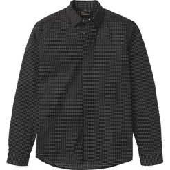 Koszula w drobny deseń bonprix czarno-biały wzorzysty. Czarne koszule męskie bonprix, xl, bez wzorów, bez kołnierzyka, bez rękawów. Za 74,99 zł.