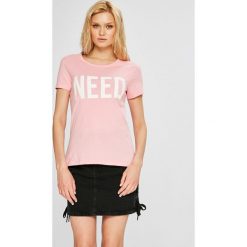 Only - Top Riva. Szare topy damskie ONLY, l, z nadrukiem, z bawełny, z okrągłym kołnierzem. W wyprzedaży za 39,90 zł.