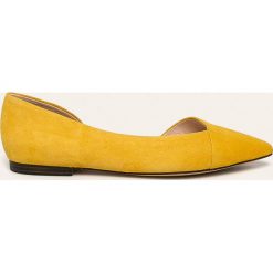 Caprice - Baleriny skórzane. Żółte baleriny damskie Caprice, bez wzorów, ze skóry, bez obcasa, na obcasie. Za 239,90 zł.
