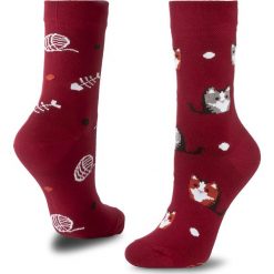 Skarpetki męskie: Skarpety Wysokie Unisex MANY MORNINGS – Playful Cat Bordowy