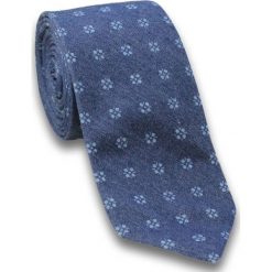 Bawełniany Krawat Męski -6cm- Chattier, Motyw Florystyczny, Niebieski KRCH0907. Niebieskie krawaty męskie Chattier, z bawełny, eleganckie. Za 44,00 zł.